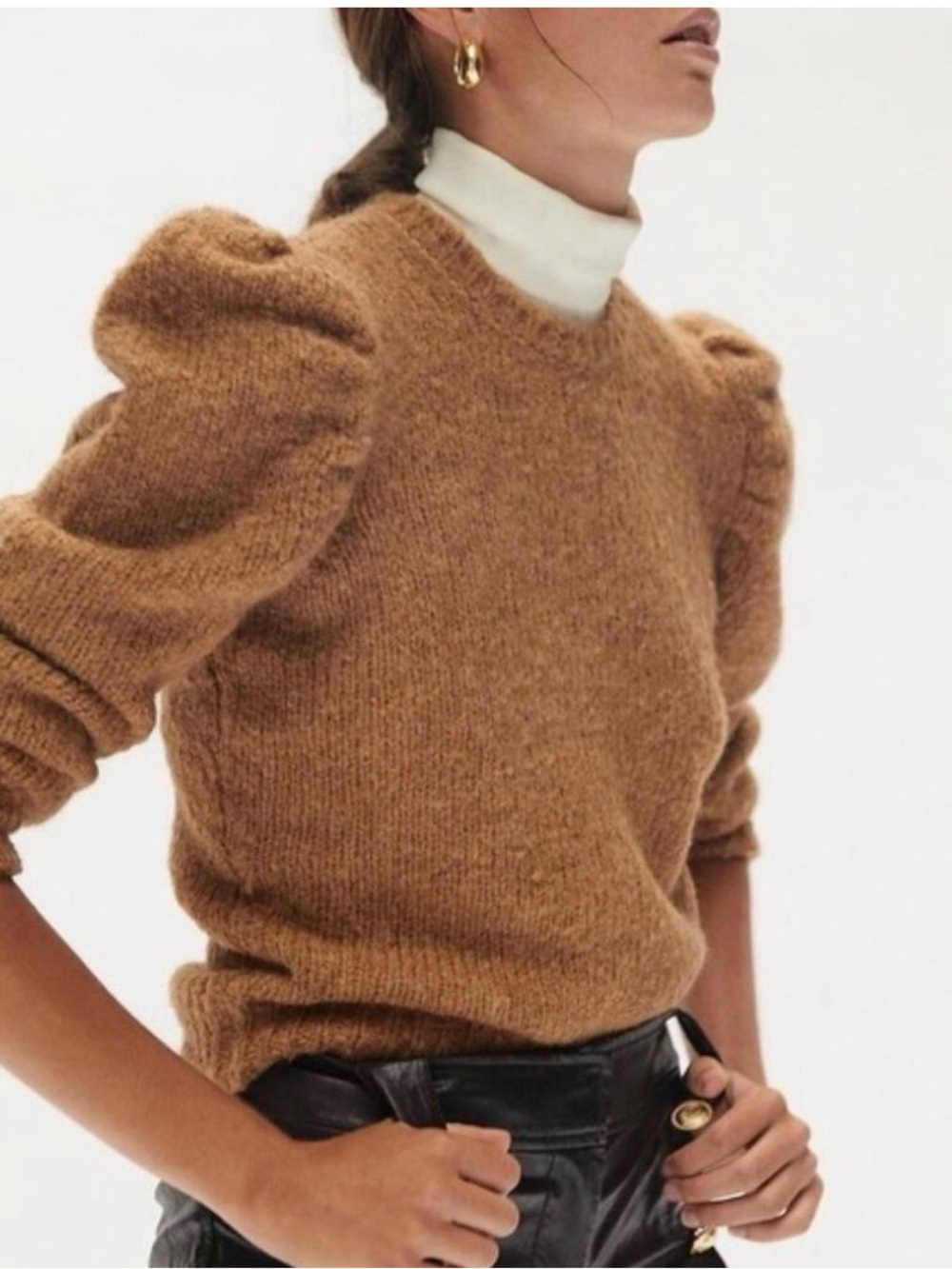 Derek Lam 10 Crosby Locken Puff Sleeve Knit Alpaca Wool Sweater